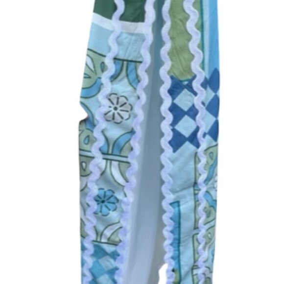 DALIA MACPHEE BLUE MULTI Ribbon Trim Tile Print Tuscany Maxi Dress - Picture 5 of 16